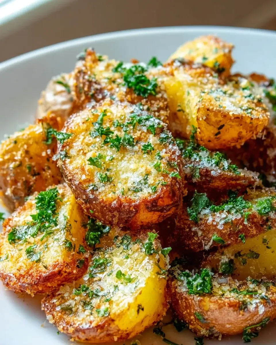 Air Fryer Baked Garlic Parmesan Potatoes