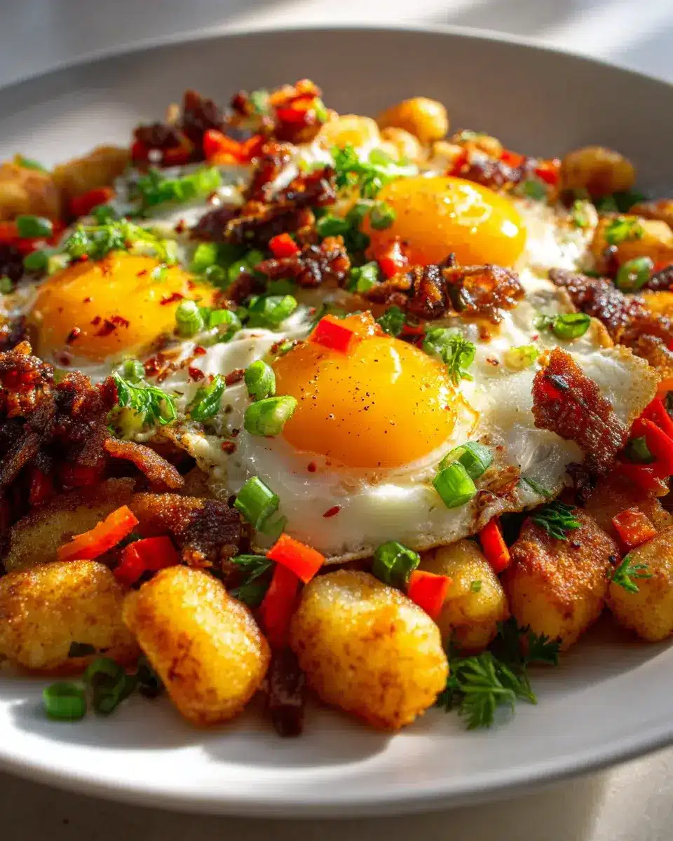 Breakfast Gnocchi Hash With Eggs Beef Bacon