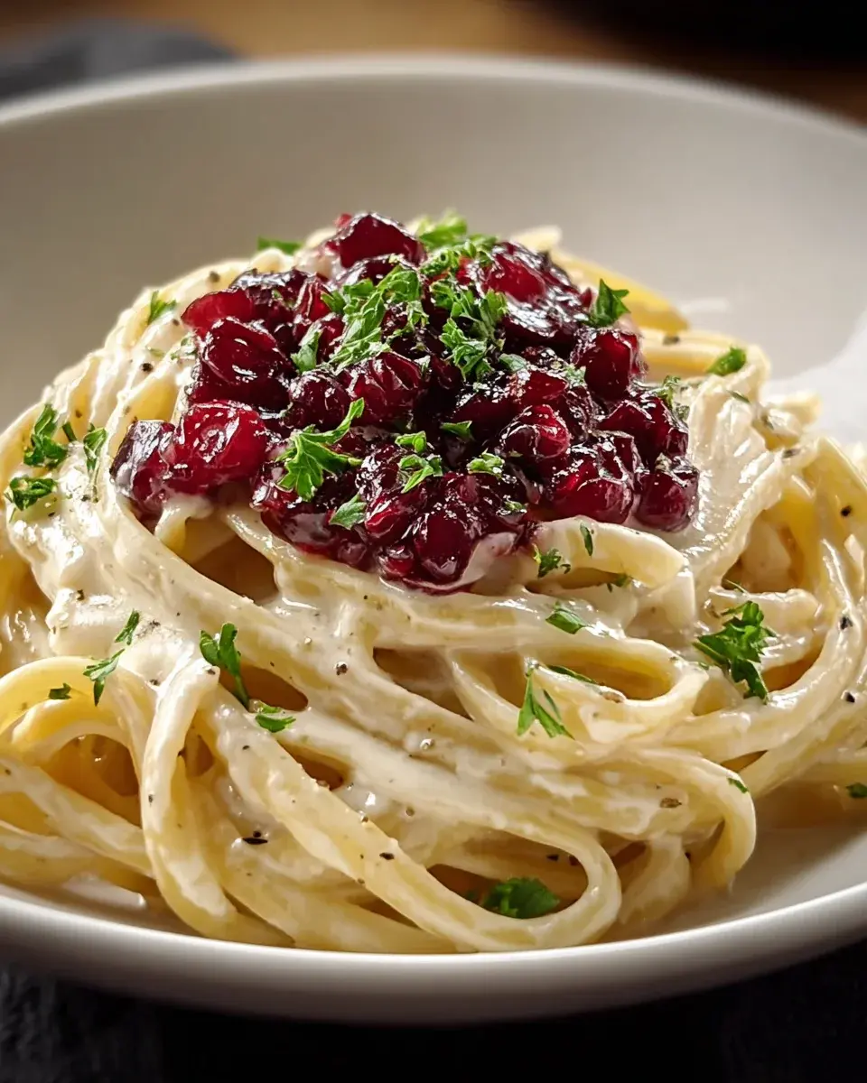 Brie Pasta mit fruchtigem Preiselbeer-Kompott rezept 4 Brie Pasta Preiselbeeren