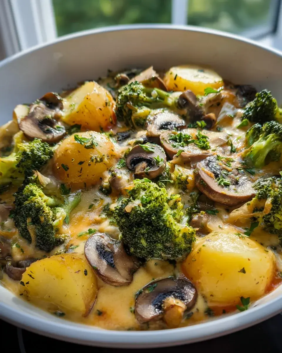 Brokkoli Kartoffel Pfanne mit Pilzen