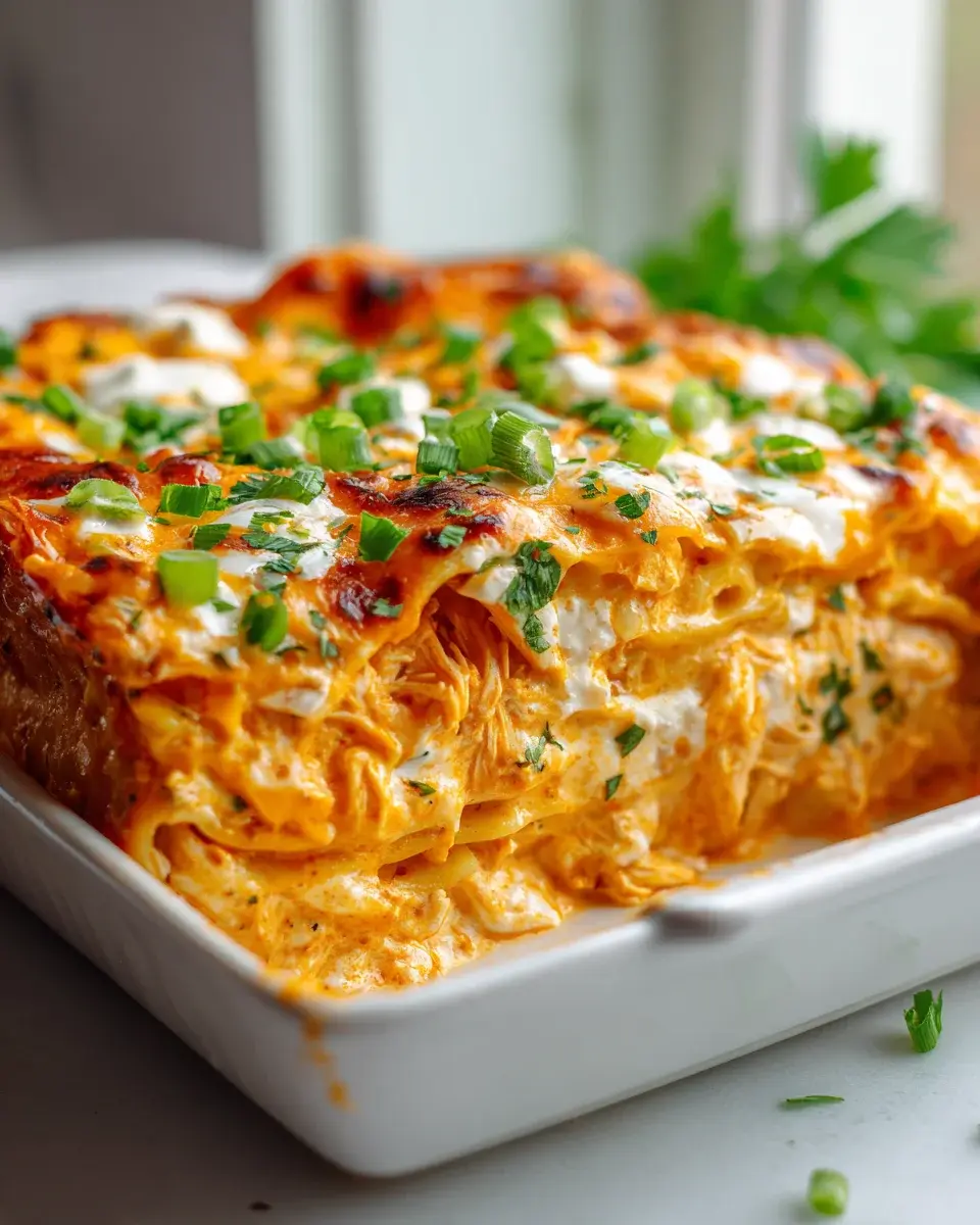 Buffalo Chicken Lasagna Bake