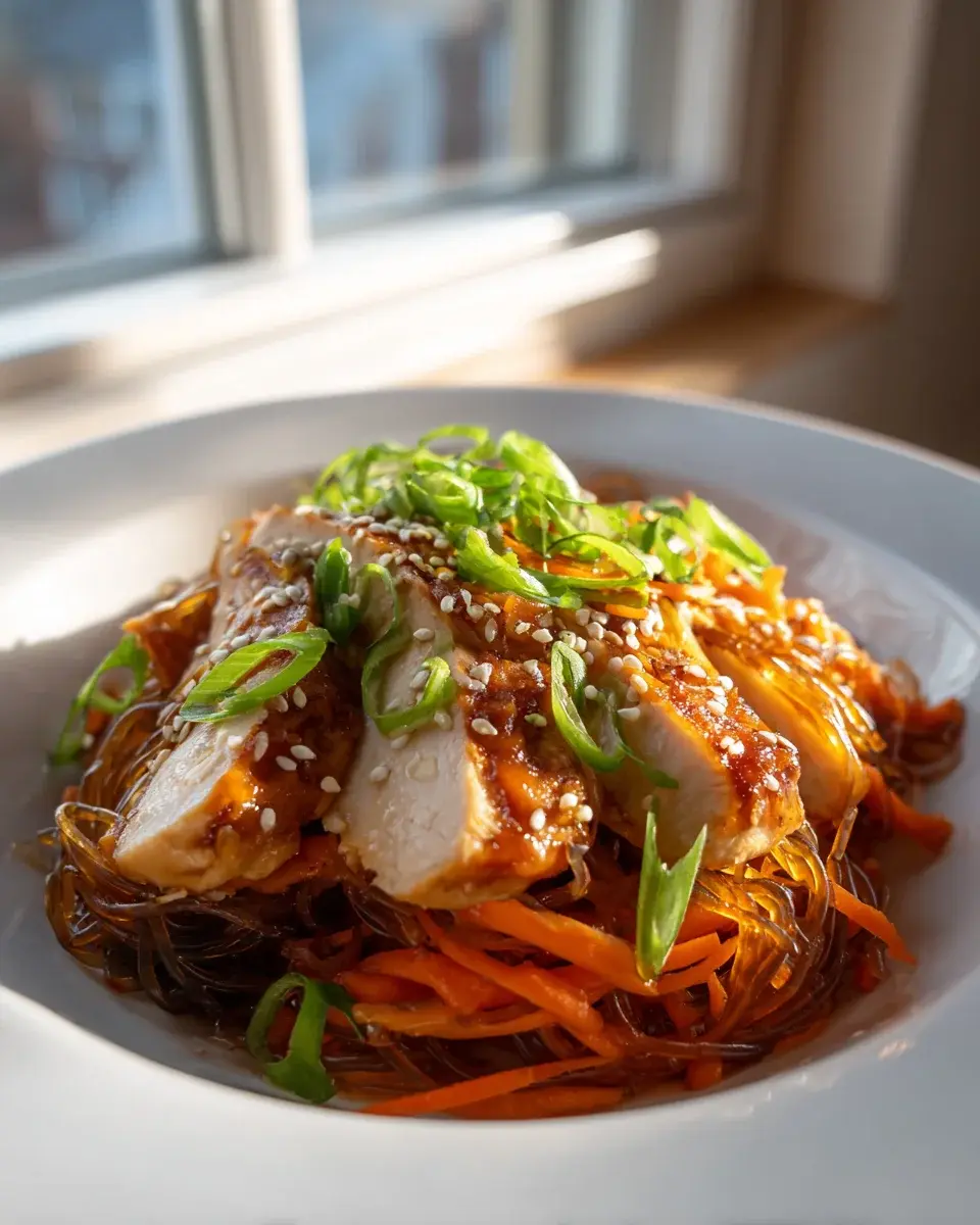 Chicken Teriyaki Glasnudeln mit Karotten