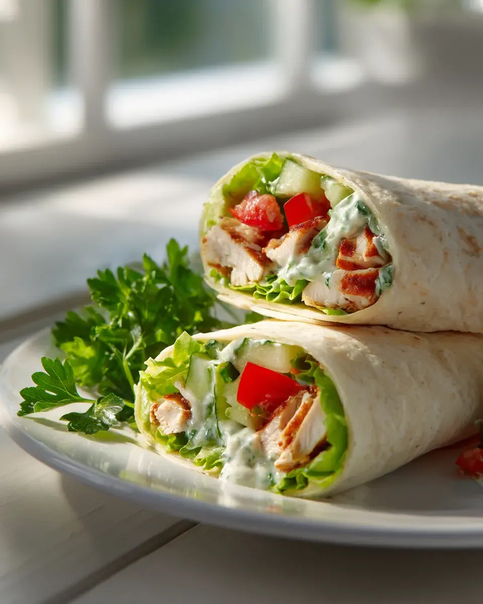 Chicken Wrap Klassiker: Mit Salat & cremiger Knoblauchsoße 4 Chicken Wrap