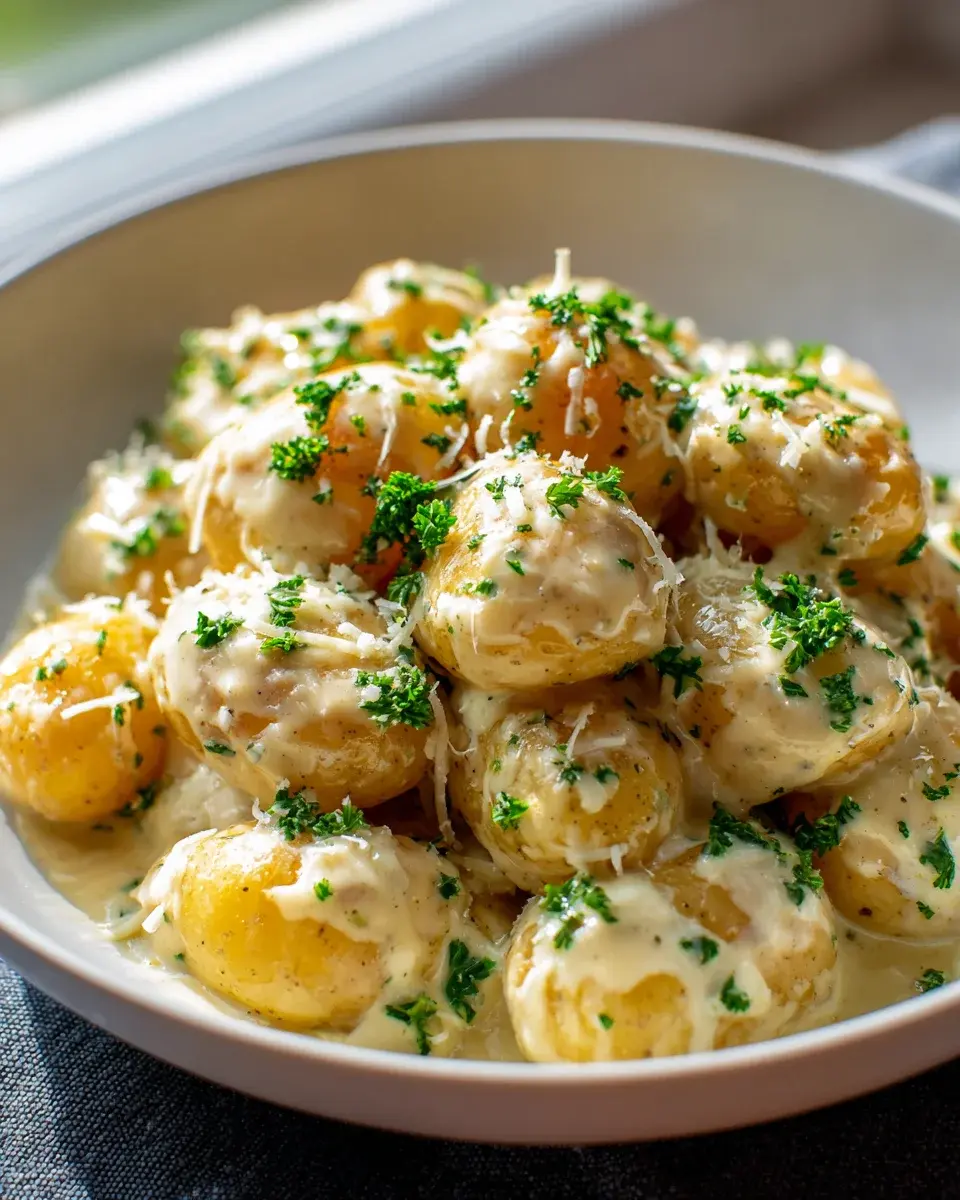 Cremige Knoblauchsauce für Baby-Kartoffeln genießen! 4 Creamy Garlic Sauce Baby Potatoes