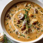 Cremige Cbeef Champignon Suppe Mit Knoblauch Und Thymian
