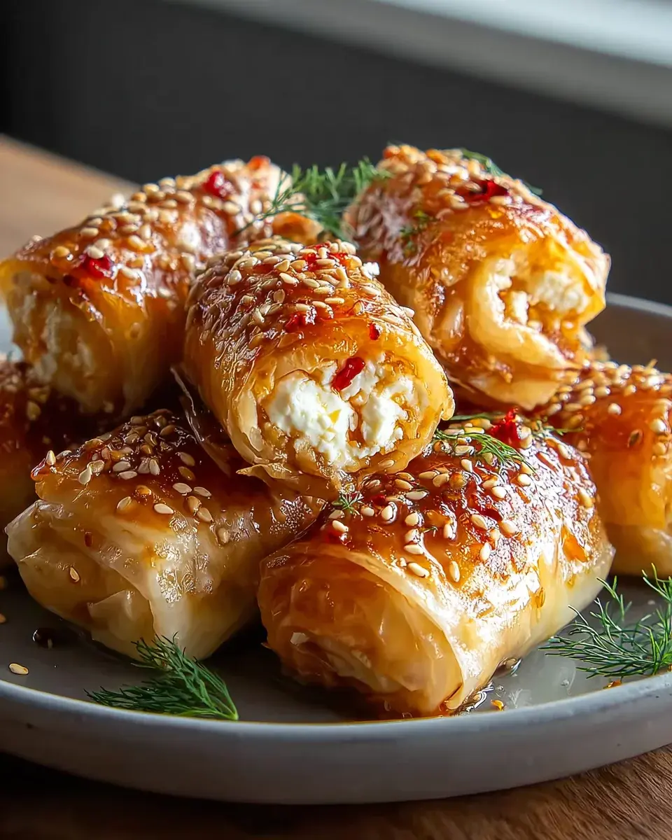 Knusprige Feta Rollen Ofen Chili Honig – Süß-scharfer Hit! 4 Feta Rollen Ofen Chili Honig