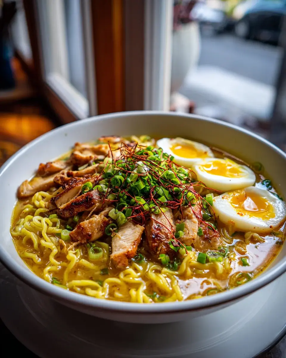 Feuriges Chicken Ramen Mit Cremiger Knoblauchsoye