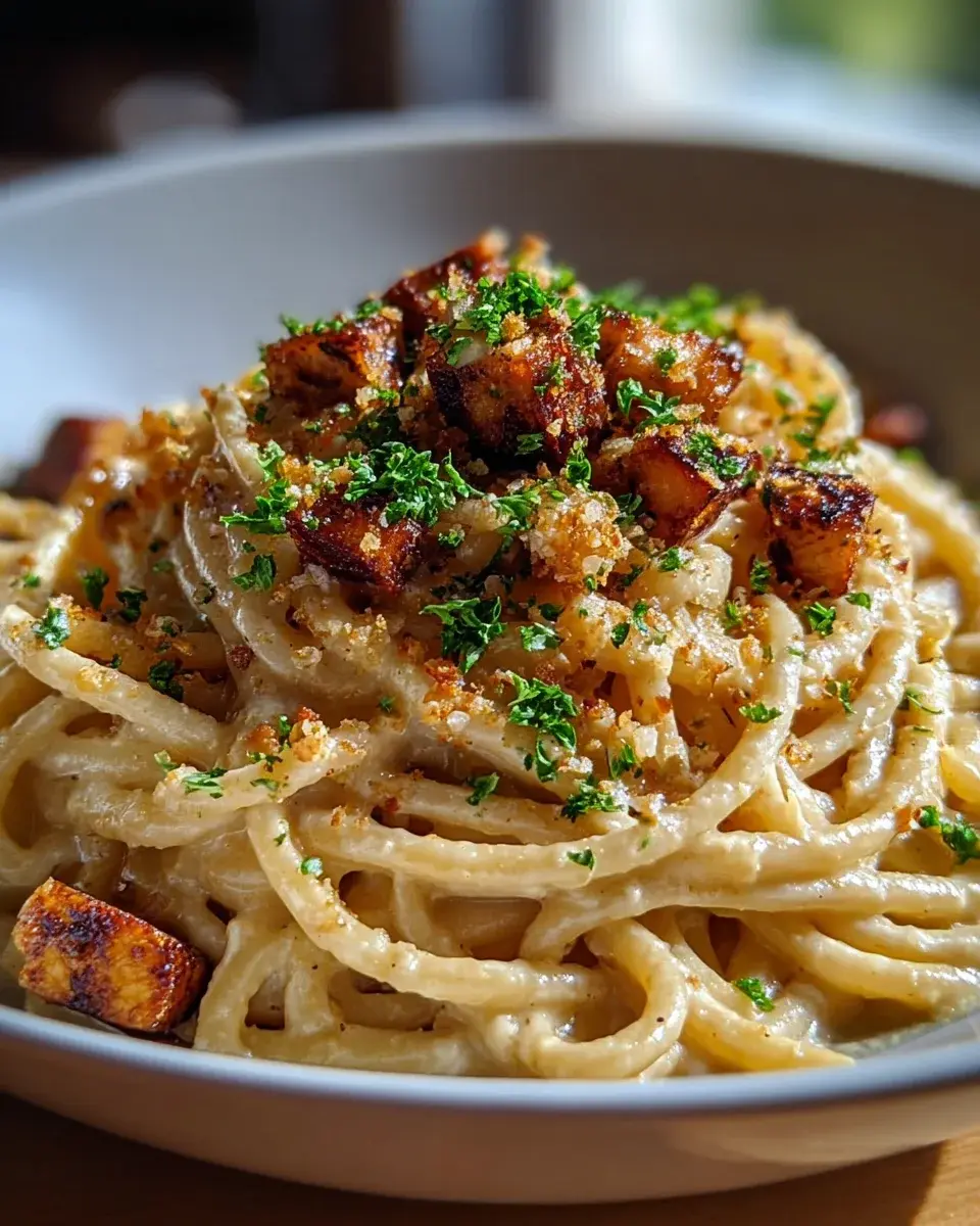 Räucherte Tofu Carbonara – Ultimatives Rezept für Genuss! 4 Geraeucherte Tofu Carbonara