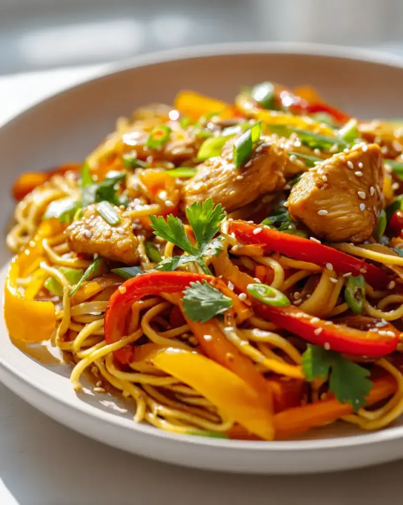 Knusprige Hähnchen Gemüse Pfanne aus der Heißluftfritteuse