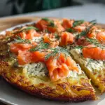 Kartoffelpizza mit geryuchertem Lachs