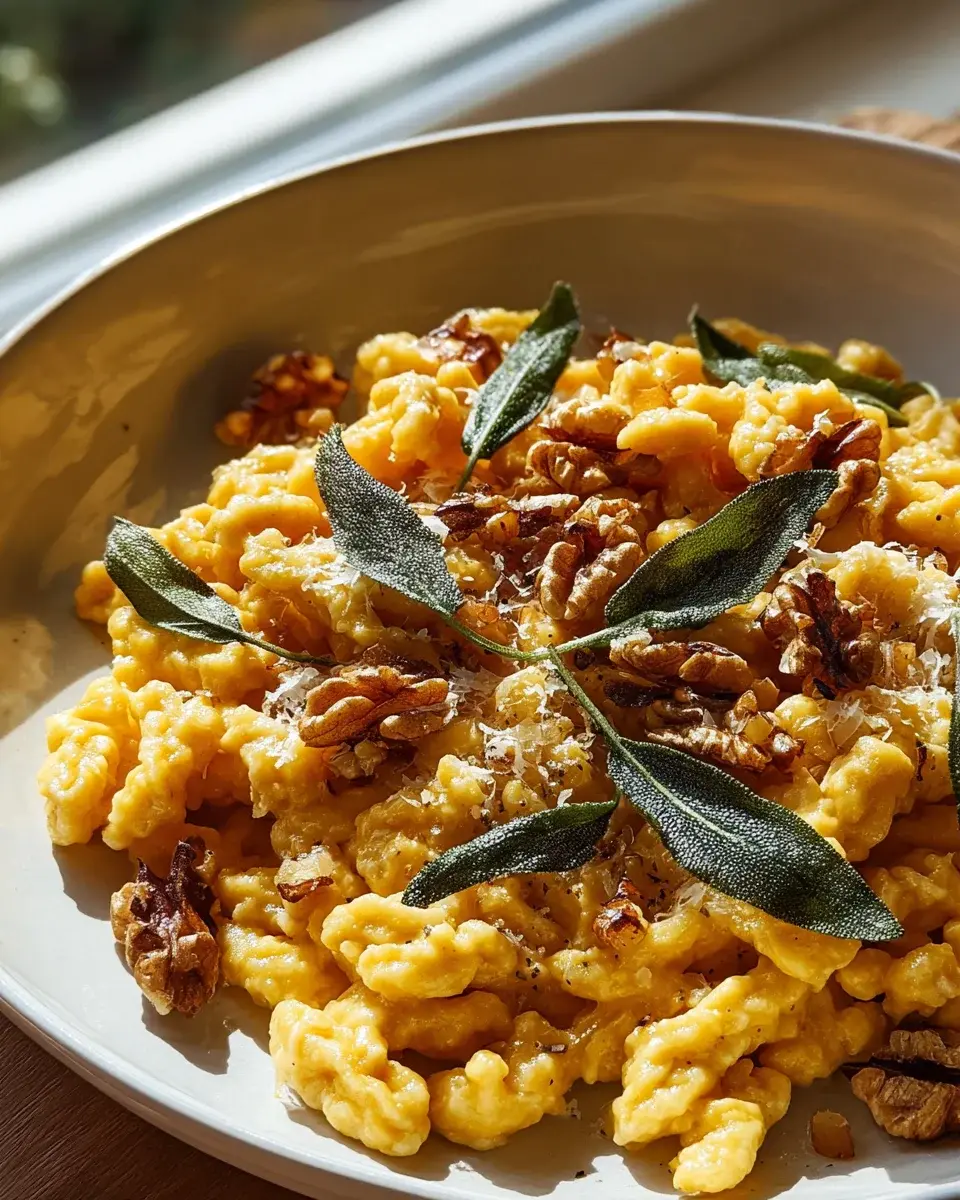 Kürbis Spätzle mit Walnuss und Salbei – Herbstgenuss pur!
