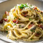 Leek Beef Bacon Carbonara Pasta