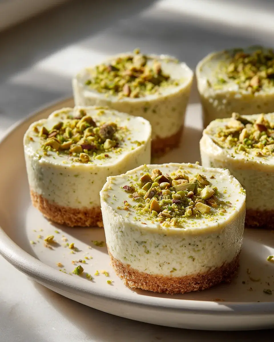 Mini Pistachio Cheesecakes In A Muffin Pan