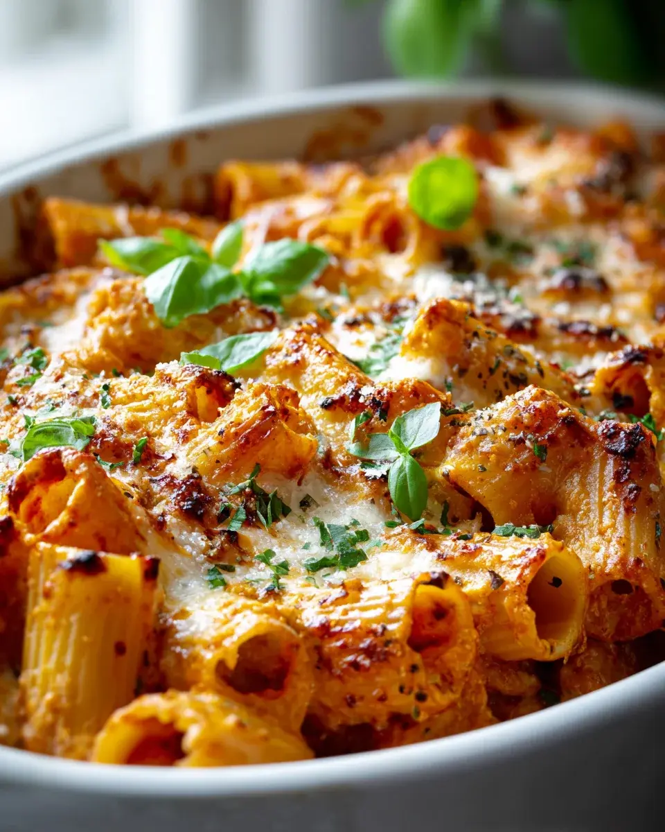 One Pan Baked Rigatoni