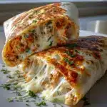 Ooey Gooey Cheesy Garlic Chicken Wraps