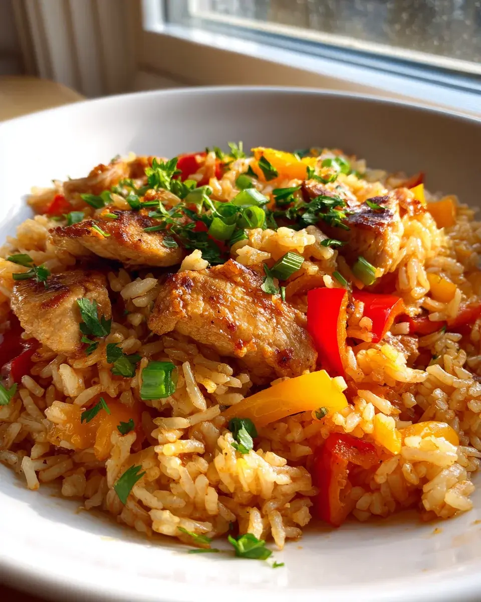 Schnelle Paprika Reis Pfanne mit Hähnchen & Sojasoße 4 Paprika Reis Pfanne