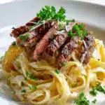 Pikantes Steak Gorgonzola Alfredo