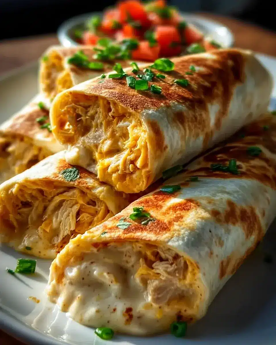 Schnelle Käse Knoblauch Hähnchen Wraps für den Genuss! 4 Schnelle Käse Knoblauch Hähnchen Wraps