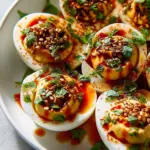 Spicy Chili Garlic Deviled Eggs