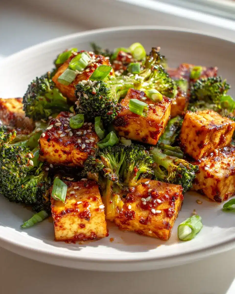 Spicy Tofu Brokkoli Chili Knoblauch Soye