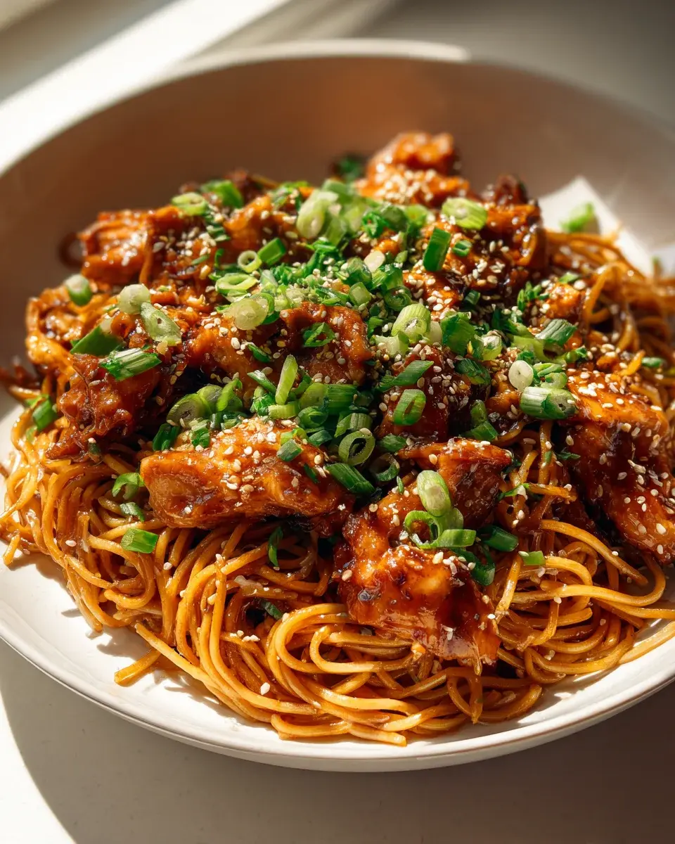 Sticky Garlic Chicken Noodles