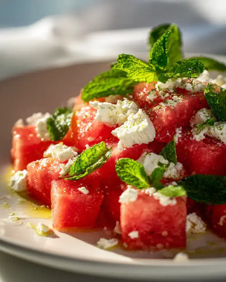 Wassermelonen Feta Salat mit Minze