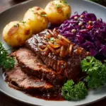 Weihnachtsbraten mit Rotwein Zwiebelsauce