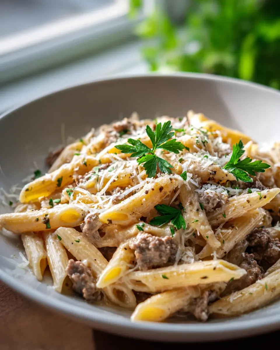 cremige Rindfleisch Pasta