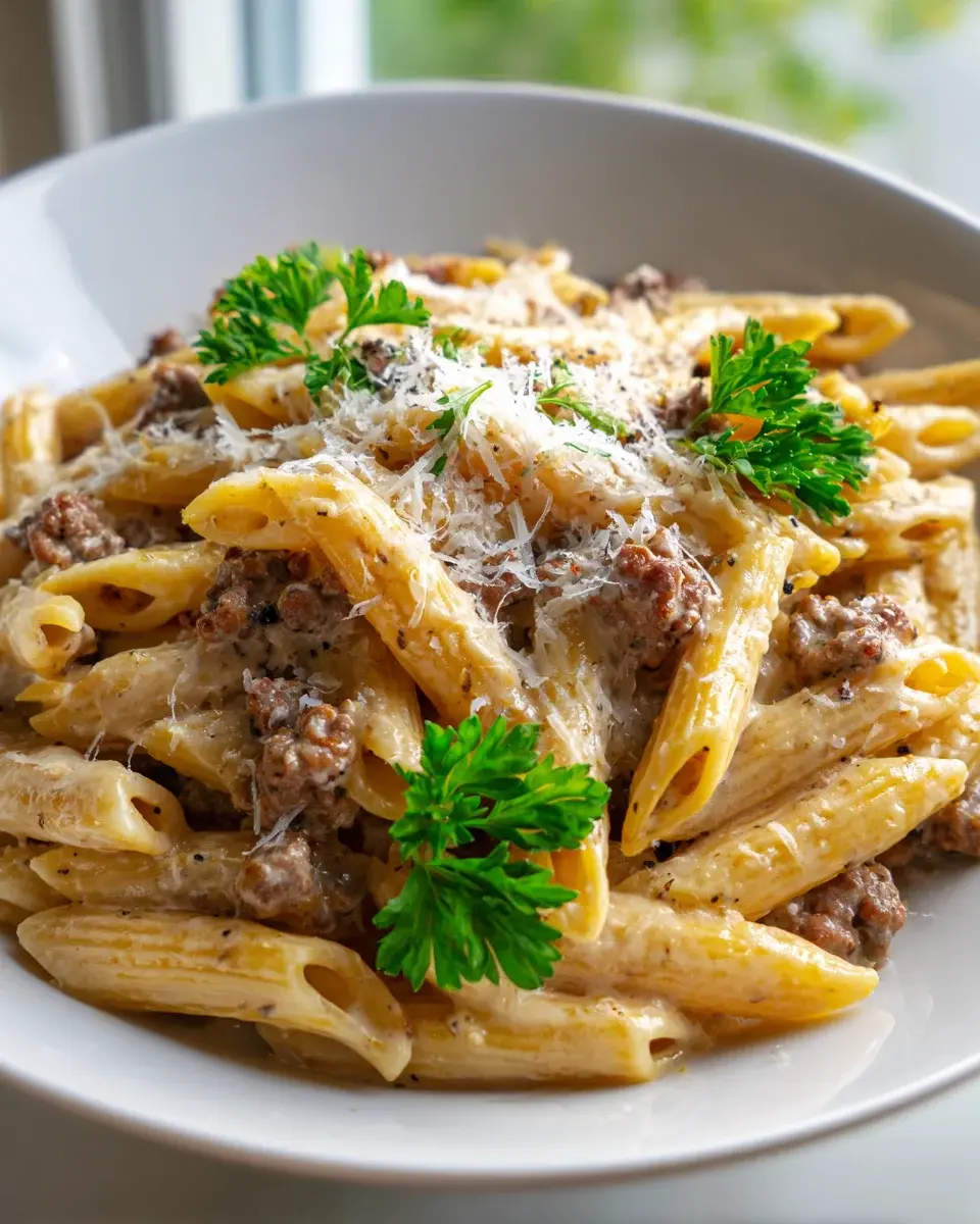 cremige Rindfleisch Pasta